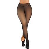 LIRASDIS Fleece Lined Tights for Women, Thermal Tights, High Waist Tummy Control Fake Translucent Pantyhose for Winter