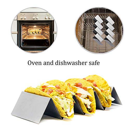 Premium Stainless Steel Taco Holder 2 Pack by EMP- Large Taco Stand (Fits Up To 8 Tacos) - Restaurant Grade Taco Rack - Oven, Grill And Dishwasher Safe - Includes BONUS Placemat - 4 x 10" - Thumbnail 3