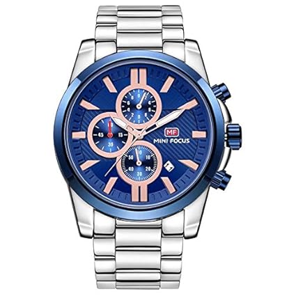 Mini Focus Luxury Mens Watch,Top Brand Quartz Watch, Casual Fashion Chronograph Waterproof Stainless Steel Back Male Wristwatch MF0134G.01