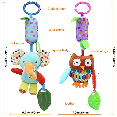 Yawenner Baby Hanging Rattle Toys, 6 Pack Soft Hanging Crinkle Squeaky Sensory Educational Toy for 0 3 6 to 12 Months, Infant Animal Wind Chime with Teethers for Toddlers/Baby Girls/Baby Boys