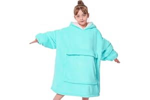 yescool Wearable Blanket Hoodie Kids, Oversized Blanket Sweatshirt with Sherpa Teen Girl Gifts for Kids, Youth, Boys, Girls, 8-15 Year Old Girl Boy Gift Warm Teen Wearable Blankets, One Size, Teal