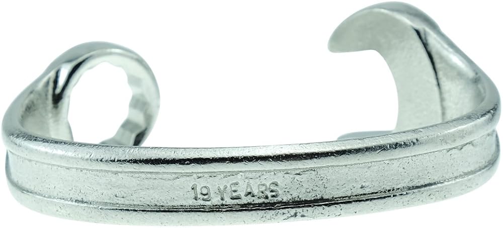 Pirantin 19th Anniversary Idea For Husband - Spanner Bangle Bracelet - Men's Anniversary Stamped With 19 YEARS - Image 5