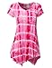 LA BASIC Women V-neck Loose Fit Tie-dye Tunic Top