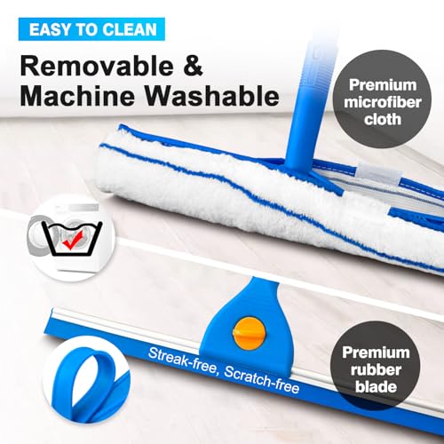 ARTIPOLY Window Cleaning Equipment with 3m Extendable Handle, 8-Section Long Pole Glass Cleaner with Silicone Squeegee & Microfiber Scrubber for Windows, Shower Glass, Mirrors, Doors & Car
