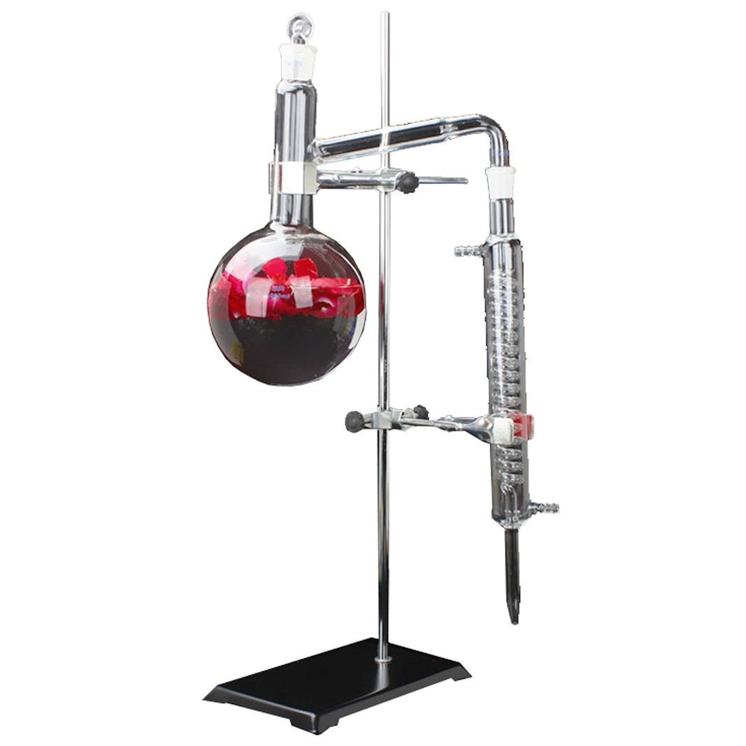 New 1000ml Lab Essential Oil Distillation Apparatus Water Distiller Purifier Glassware Kits w/Separatory Funnel Condenser Pipe: Industrial & Scientific