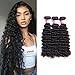 Original Queen Weave Hair Deep Wave Brazilian Hair 3 Bundles 100% Unprocessed Brazilian Virgin Human Hair Weave Extensions Natural Color 16 18 20 Inch