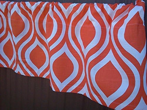 Tangelo Orange and White Teardrop Curtains, Orange Teardrop Valance Curtains, 100% quality cotton Slub Premier Prints drapery fabric These curtains are 84" Long by 52" Wide