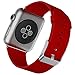 JETech Replacement Band for Apple Watch 38mm Series 1 2 3 with Leather Strap and Metal Clasp (Red)
