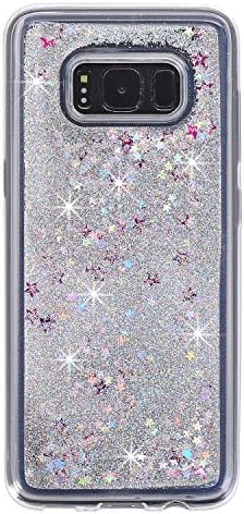 Tianyuanxuan Samsung Galaxy S8 Silicone Phone Case Bling Glitter Soft Phone Shell Flowing Liquid and Sparkle Star Ideal for Galaxy S8-Silver