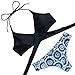 MOOSKINI Womens Bikini Set Two Piece Halter Bathing Suits Swimsuit (M, Blue)