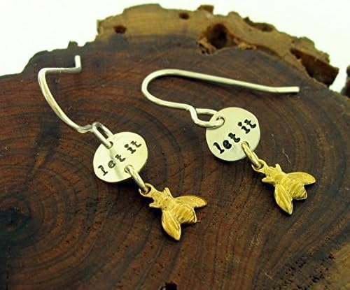 Bee Earrings, sterling silver and brass