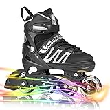 Woolitime Sports Adjustable Inline Skates for Kids with 8 Illuminating Wheels, Safe and Durable Roller Skates, Fashionable Skates for Girls and Boys, Men and Ladies