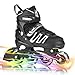 Woolitime Sports Adjustable Inline Skates for Kids with 8 Illuminating Wheels, Safe and Durable Rollerblades, Fashionable Roller Blades for Girls and Boys, Men and Ladies