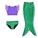 Little Girls Sports Vest with Fin Swimmable Mermaid Tail Swimsuit Costume, Purple, 130(7-8Y)