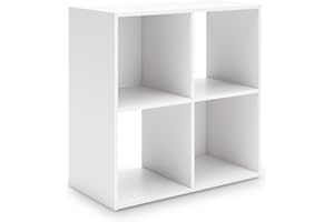 Signature Design by Ashley Onita Contemporary 4 Cube Organizer for Storage, Fits 10.5" by 10.5" by 11" H Storage Bins, Wood, 23.82" Tall, White Finish