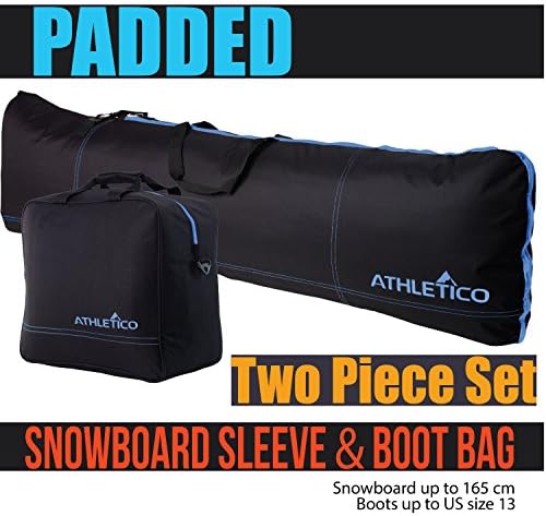 Athletico Padded Two-Piece Snowboard and Boot Bag Combo | Store & Transport Snowboard Up to 165 cm and Boots Up to Size 13 | Includes 1 Padded Snowboard Bag & 1 Padded Boot Bag 5 Athletico Padded Two-Piece Snowboard and Boot Bag Combo | Store & Transport Snowboard Up to 165 cm and Boots Up to Size 13 | Includes 1 Padded Snowboard Bag & 1 Padded Boot Bag