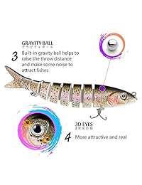 TRUSCEND   Señuelos de pesca, 5.1 in, multi unión, para agua de alta calidad, como trucha, cebos duros