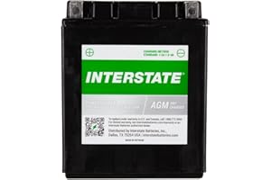 Interstate Batteries YTX14AH-BS 12V 12Ah Powersports Battery 210CCA High-Performance AGM Rechargeable Replacement for Kawasaki, Polaris, Yamaha ATVs, UTVs, Snowmobiles, Motorcycles (CITX14AH-BS)