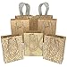 Brown Paper Gift Bags with Handles, Brown Gift Bags Bulk (Set of 16), Fashion Gift Bags made of Kraft Paper Gold Gift Bags Birthday, Weddings Guests, Valentines Day, Hanukkah, Baby Shower