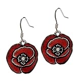 DANFORTH - Remembrance Poppy - Wire Earrings - Red - 7/8 Inch Charms - Pewter - Handcrafted