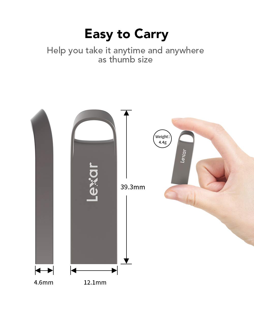 Lexar 64GB USB 2.0 Flash Drive, Mini USB Stick, UDP Thumb Drive, Memory Stick with Zinc Alloy Design, Jump Drive, Pen Drive for PC/Laptop/Computer/External Storage