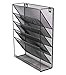 Offixpro Six Tier Black Hanging Wall Mounted Steel Mesh File Organizer
