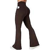 COPYLEAF Flare Leggings with Pockets for Women Seamless Crossover Yoga Pants with Tummy Control Bootcut Work Pants Trendy