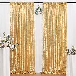 B-COOL Gold Sequin Backdrop Curtain Gold Curtains 2