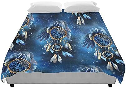 Jc-Dress Unique Designed Duvet Cover Eagle Dream Catcher On Mystical Background Bed Cover 86X70 Inch