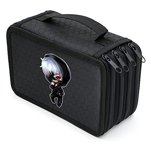 Aoapp Japanese Animation Tokyo Ghoul Kanezuki ken Oxford 4-layer Pencil Case 72 Color Pencil Holder Arts Crafts Pen Marker Cases Pencil Organizer (Pencil NOT include)