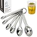Stainless Steel Measuring Spoons Stackable - 6 pcs with FREE Flexible Mini Silicone Measuring Cup