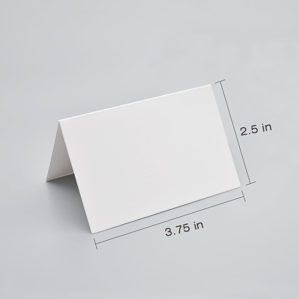 AZAZA 50 Pcs White Blank Place Cards - Textured Table Tent Cards Seating Place Cards for Weddings Banquets Dinner Parties 2.5" x 3.75": Home & Kitchen