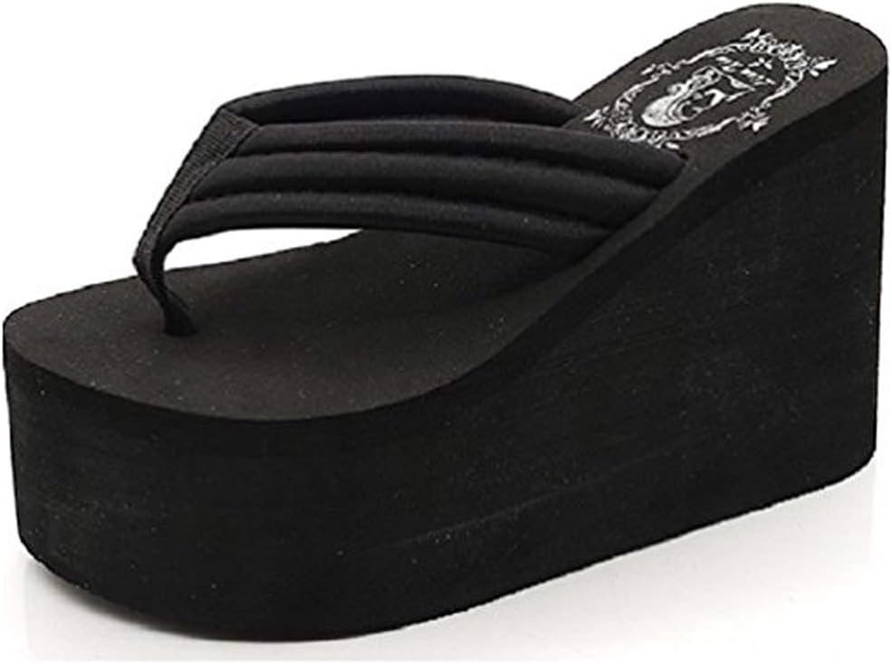 Hanxue Womens Chunky High Platform Wedge Flip-Flops Sandals Rainbow