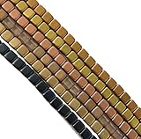Metallic Matte Mix 6mm Square Czech Czechmate Glass Two Hole Tile Bead Approx 150