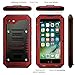 Compatible iPhone 8 Case, SE 2020 Waterproof Phone Case for iPhone 7 with Stand, Shockproof Military Grade Heavy Duty Silicone with Screen Protector Full Body Metal Cover for Apple Red