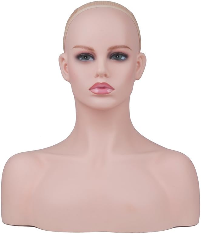 L7 Mannequin Well-Made Mannequin Head Bust with Shoulder Sturdy and Heavier Wig Display Head with face