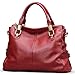 AINIMOER Womens Genuine Leather Vintage Tote Shoulder Bag Top-handle Crossbody Handbags Large Capacity Ladies' Purse (Wine)