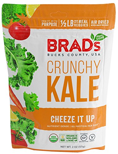 Brad's Plant Based Organic Crunchy Kale, Variety Pack (2 Original, 2 Vampire Killer & 2 Cheeze-It-Up), 6 Bags, 12 Servings Total