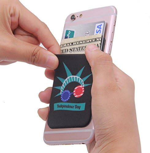 Lycra Cell Phone Card Holder, Sticker Firmly Adhesive Stick Back Cover Credit Card Holder Pouch Pocket for Mobile Cell Phones(independence day)