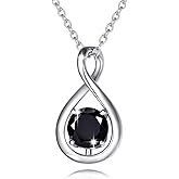 FANCIME Birthstone Necklaces for Women Fine Jewelry Sterling Silver Dainty Infinity Pendant Anniversary Birthday Valentines Day Gifts for Her Wife Mom Lady Daughter, Chain 16"+2" Extend