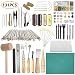 Leather Working Tools SIMPZIA 131PCS Leathercraft Tools with 20PCS Leather Stamping Tools, Cutting Mat, Stitching Groover, Prong Punch, Snaps and Rivets Kit, Leather Tooling Kit for DIY Leather Craft