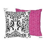 Hot Pink, Black and White Isabella Decorative Accent Throw Pillow by Sweet Jojo Designs