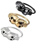 PiercingJ Punk Gothic Stainless Steel Double Skull Captive Nose/ Nipple/ Eyebrow/ Lip Ring/ Nath/ Earring 18g Gauge