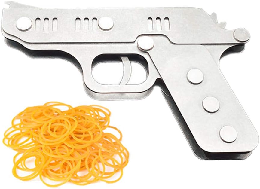 Firesofheaven Stainless Steel Folding Rubber Band Gun,12