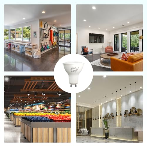 GY 12 x GU10 LED Bulbs, 10 Watt (100 Watt Equivalent), 1100 Lumens, 6500K Cool White, Can be used for Integrated Wide Flood Lighting, CE Listed, Non-Dimmable
