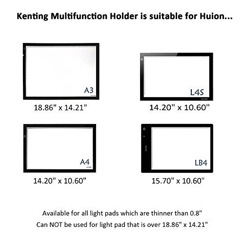Huion A3 Light Box Pad Ultra Thin Drawing Box Plantilla de trazado de Copia Tablero de Tatuaje Tabla de Brillo Ajustable con Soporte Multifunción, Clip de Tablero de Dibujo, 6 PCS de Papel de Calco (Soporte A3)