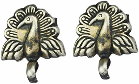 925 Sterling Oxidized Silver peacock stud earrings 3.11 gms