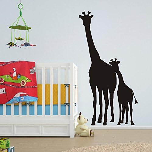 FlyWallD Large African Safari Giraffe Wall Decal Removable Vinyl Art Zoo Kids Room Animal Living Room Sticker Nursery Mom and Baby Giraffe Decor