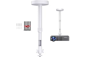 DAWASAPAT Projector Mount for Ceiling/Wall - ¼-Inch Screw Adjustable Tilt&Swivel Hanging Wall Mount Hanger Rack with Extension Pole for Mini Projector with Cable Ties