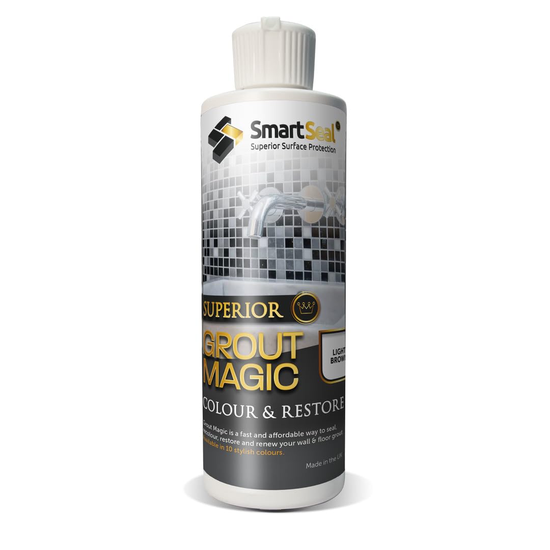 Smartseal Grout Magic – Light Brown, 237ml – Professional Reviver & Colour Restorer – Long-Lasting Sealer Superior to Grout Pens & Paint – 15-Year Durability